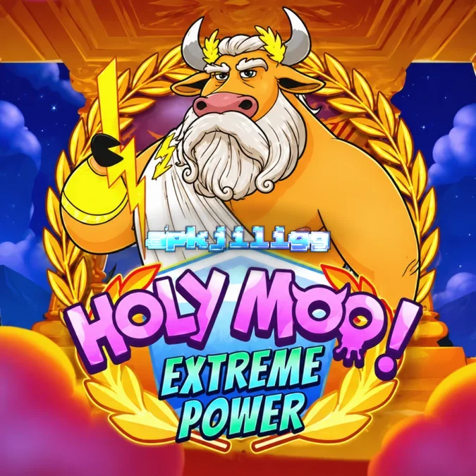 Tampilan visual slot Holy Moo! Extreme Power dengan tema dewa sapi